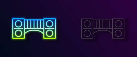 Glowing neon line Playground kids bridge icon isolated on black background. Vectorのイラスト素材