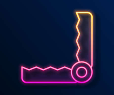 Glowing neon line Trap hunting icon isolated on black background. Vectorのイラスト素材