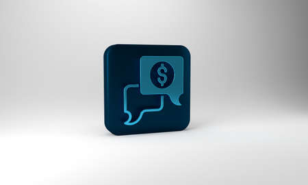 Blue Business negotiations icon isolated on grey background. Team work process. Business management teamwork meeting and brainstorming. Blue square button. 3d illustration 3D renderの写真素材
