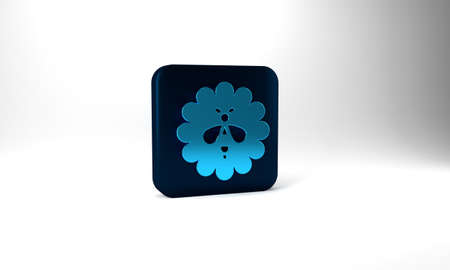 Blue Bee on flower icon isolated on grey background. Sweet natural food. Honeybee or apis with wings...