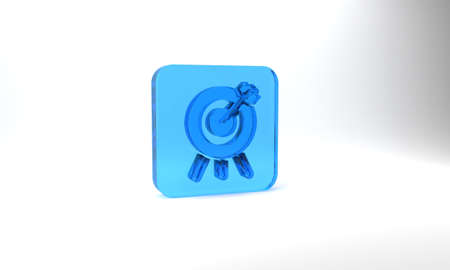 Blue Target financial goal concept icon isolated on grey background. Symbolic goals achievement,...