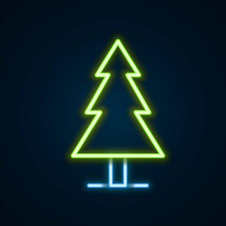 Glowing neon line Tree icon isolated on black background. Forest symbol. Colorful outline concept. Vectorのイラスト素材