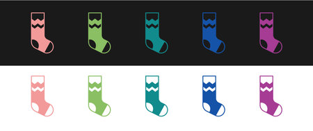 Set Socks icon isolated on black and white background. Vectorのイラスト素材