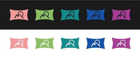 Set Wide angle picture icon isolated on black and white background. Panorama view. Vectorのイラスト素材