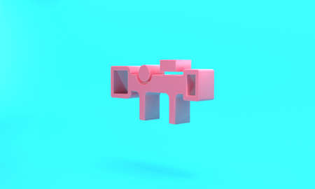 Pink Sniper optical sight icon isolated on turquoise blue background. Sniper scope crosshairs....