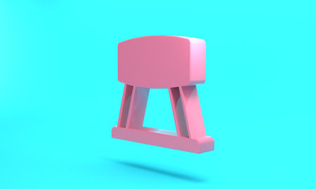 Pink Pommel horse icon isolated on turquoise blue background. Sports equipment for jumping and gymnastics. Minimalism concept. 3D render illustrationの写真素材