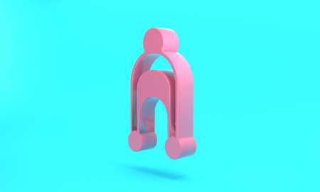 Pink Winter hat icon isolated on turquoise blue background. Minimalism concept. 3D render...