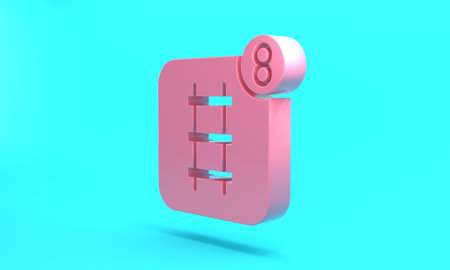Pink Online ticket booking and buying app interface icon isolated on turquoise blue background....