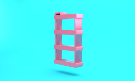 Pink Barrel oil icon isolated on turquoise blue background. Minimalism concept. 3D render illustrationの写真素材