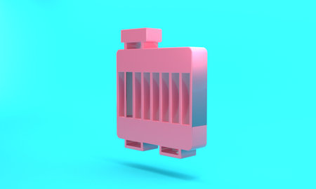 Pink Car radiator cooling system icon isolated on turquoise blue background. Minimalism concept. 3D render illustrationの写真素材