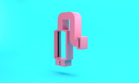 Pink Car muffler icon isolated on turquoise blue background. Exhaust pipe. Minimalism concept. 3D render illustrationの写真素材