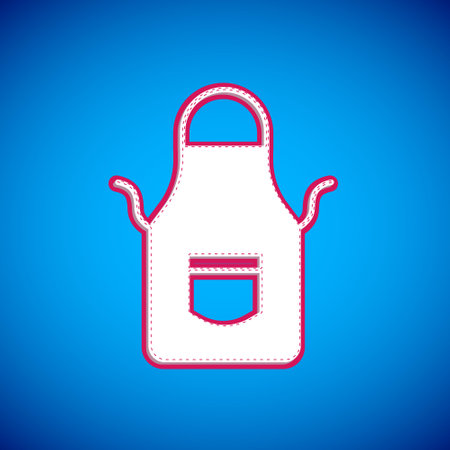 White Blacksmith apron icon isolated on blue background. Protective clothing and tool worker. Vectorのイラスト素材