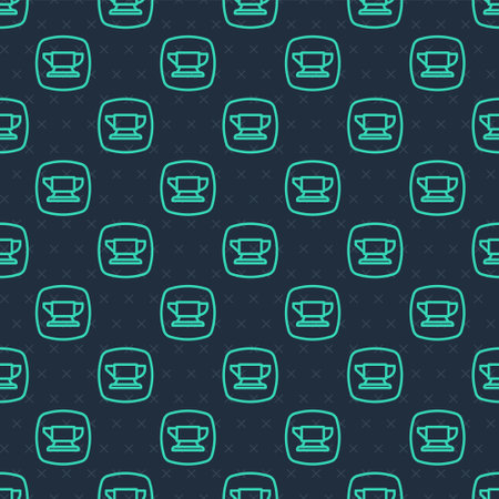 Green line Blacksmith anvil tool icon isolated seamless pattern on blue background. Metal forging. Forge tool. Vectorのイラスト素材