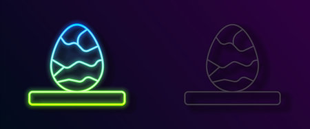 Glowing neon line Chinese tea egg icon isolated on black background. Vectorのイラスト素材