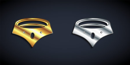 Gold and silver Necklace icon isolated on black background. Long shadow style. Vectorのイラスト素材