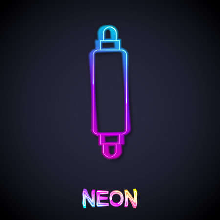 Glowing neon line Rolling pin icon isolated on black background. Vectorのイラスト素材