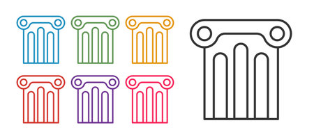 Set line Ancient column icon isolated on white background. Set icons colorful. Vectorのイラスト素材