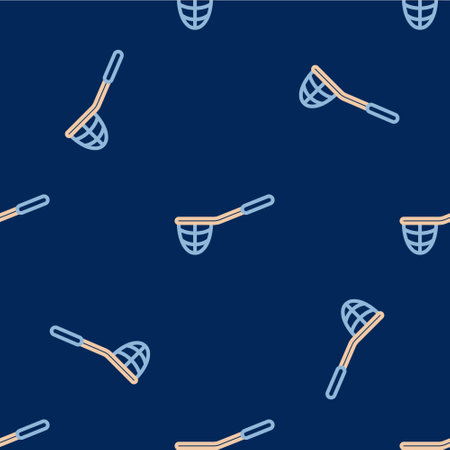 Line Fishing net icon isolated seamless pattern on blue background. Fishing tackle. Vectorのイラスト素材