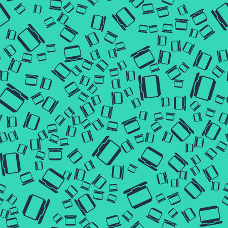 Black Laptop icon isolated seamless pattern on green background. Computer notebook with empty screen sign. Vectorのイラスト素材