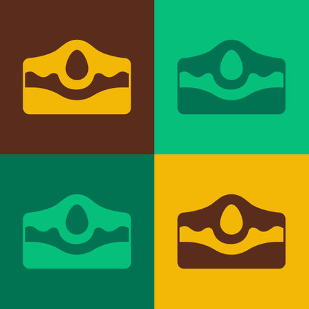 Pop art Acne icon isolated on color background. Inflamed pimple on the skin. The sebum in the clogged pore promotes the growth of a bacteria. Vectorのイラスト素材