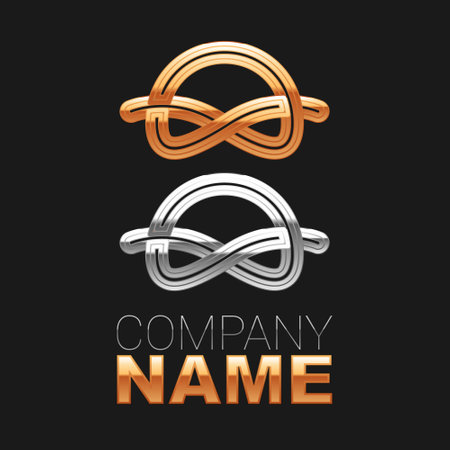 Line Nautical rope knots icon isolated on black background. Rope tied in a knot. Colorful outline concept. Vectorのイラスト素材