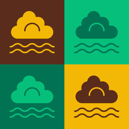 Pop art Fog and cloud icon isolated on color background. Vectorのイラスト素材