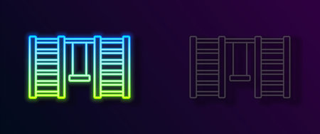 Glowing neon line Wooden Swedish wall icon isolated on black background. Swedish stairs. Vectorのイラスト素材