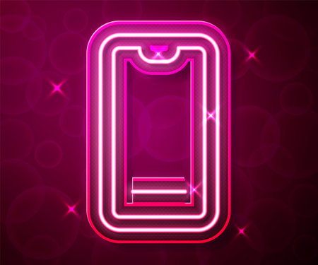 Glowing neon line Food ordering on mobile icon isolated on red background. Order by mobile phone. Restaurant food delivery concept. Vectorのイラスト素材
