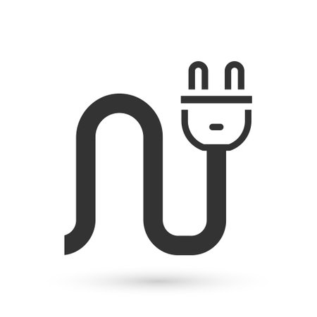 Grey Electric plug icon isolated on white background. Concept of connection and disconnection of the electricity. Vectorのイラスト素材