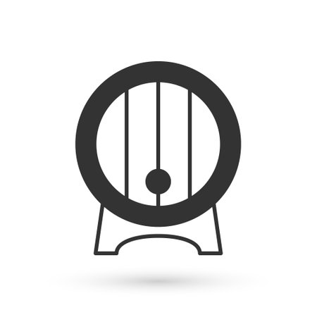 Grey Wooden barrel on rack with stopcock icon isolated on white background. Vectorのイラスト素材