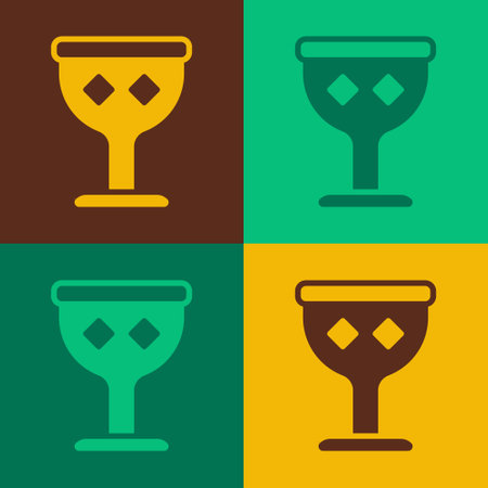 Pop art Medieval goblet icon isolated on color background. Holy grail. Vectorのイラスト素材