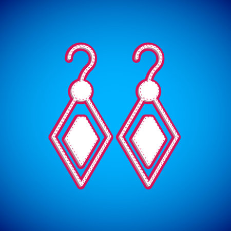 White Earrings icon isolated on blue background. Jewelry accessories. Vectorのイラスト素材
