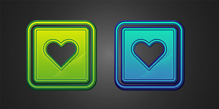 Green and blue Like heart icon isolated on black background. Counter Notification Icon. Follower Insta. Vectorのイラスト素材