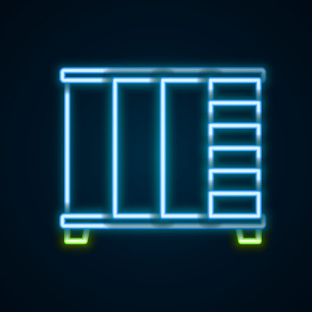 Glowing neon line Wardrobe icon isolated on black background. Cupboard sign. Colorful outline concept. Vectorのイラスト素材