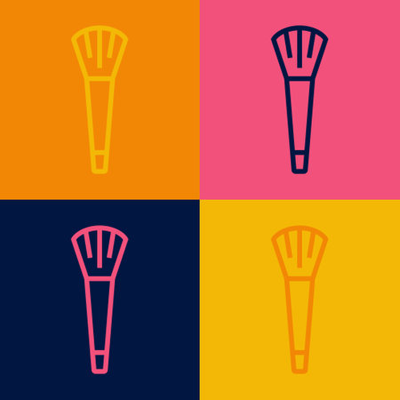 Pop art line Makeup brush icon isolated on color background. Vectorのイラスト素材