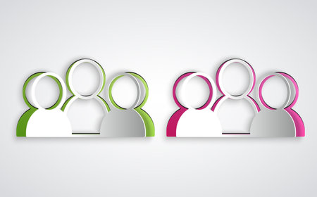 Paper cut Meeting icon isolated on grey background. Business team meeting, discussion concept, analysis, content strategy. Presentation conference. Paper art style. Vectorのイラスト素材