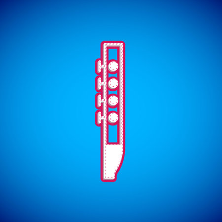 White Flute icon isolated on blue background. Musical instrument. Vectorのイラスト素材
