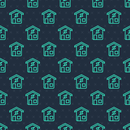 Green line Smart home icon isolated seamless pattern on blue background. Remote control. Vectorのイラスト素材