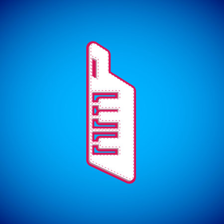 White Keytar icon isolated on blue background. Musical instrument. Vectorのイラスト素材