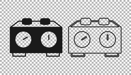 Black Time chess clock icon isolated on transparent background. Sport equipment. Vectorのイラスト素材