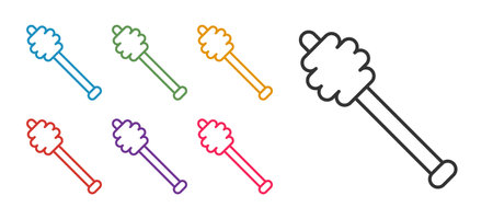 Set line Honey dipper stick icon isolated on white background. Honey ladle. Set icons colorful. Vectorのイラスト素材