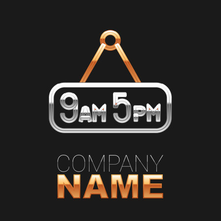 Line From 9 to 5 job icon isolated on black background. Concept meaning work time schedule daily routine classic traditional employment. Colorful outline concept. Vectorのイラスト素材