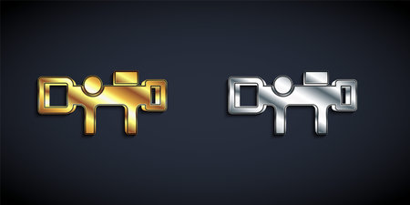 Gold and silver Sniper optical sight icon isolated on black background. Sniper scope crosshairs. Long shadow style. Vectorのイラスト素材