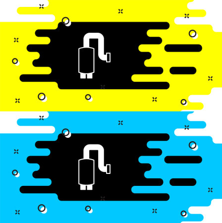 White Car muffler icon isolated on black background. Exhaust pipe. Vectorのイラスト素材