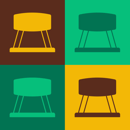 Pop art Pommel horse icon isolated on color background. Sports equipment for jumping and gymnastics. Vectorのイラスト素材