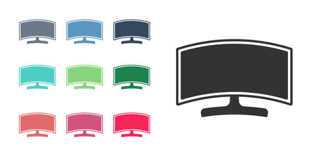 Black Computer monitor icon isolated on white background. PC component sign. Set icons colorful. Vectorのイラスト素材