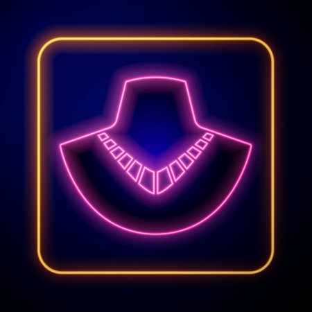 Glowing neon Necklace on mannequin icon isolated on black background. Vectorのイラスト素材