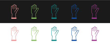 Set Protective gloves icon isolated on black and white background. Vectorのイラスト素材