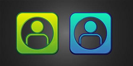 Green and blue Create account screen icon isolated on black background. Vectorのイラスト素材