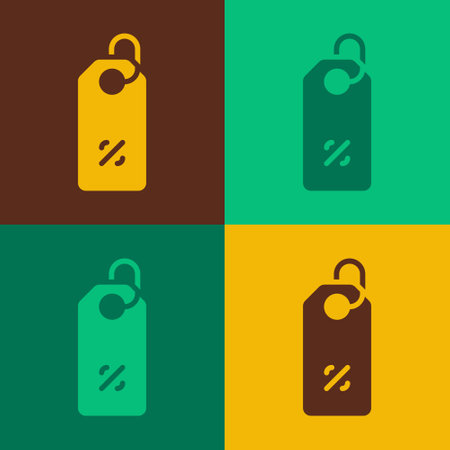 Pop art Discount percent tag icon isolated on color background. Shopping tag sign. Special offer sign. Discount coupons symbol. Vectorのイラスト素材